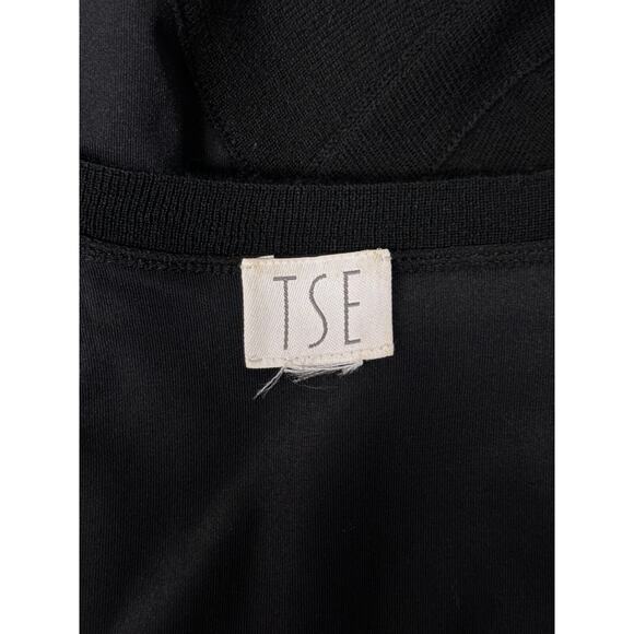 TSE Dress Small Womens Black Cashmere Detailing Short Sleeve Midi - Picture 9 of 10